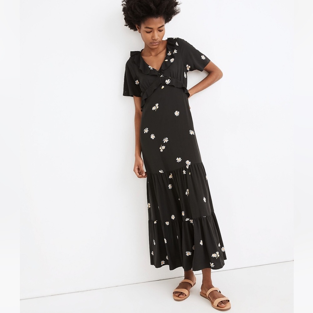 Madewell Ruffled Tiered Maxi Dress in Lazy Daisies black size 2